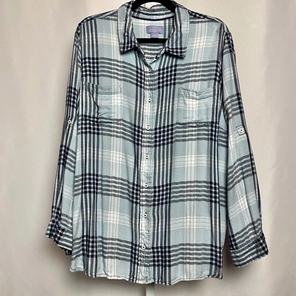 💙5/$15 Laura Scott Woman Plus Size Long Sleeve Button Down Flannel 2X
